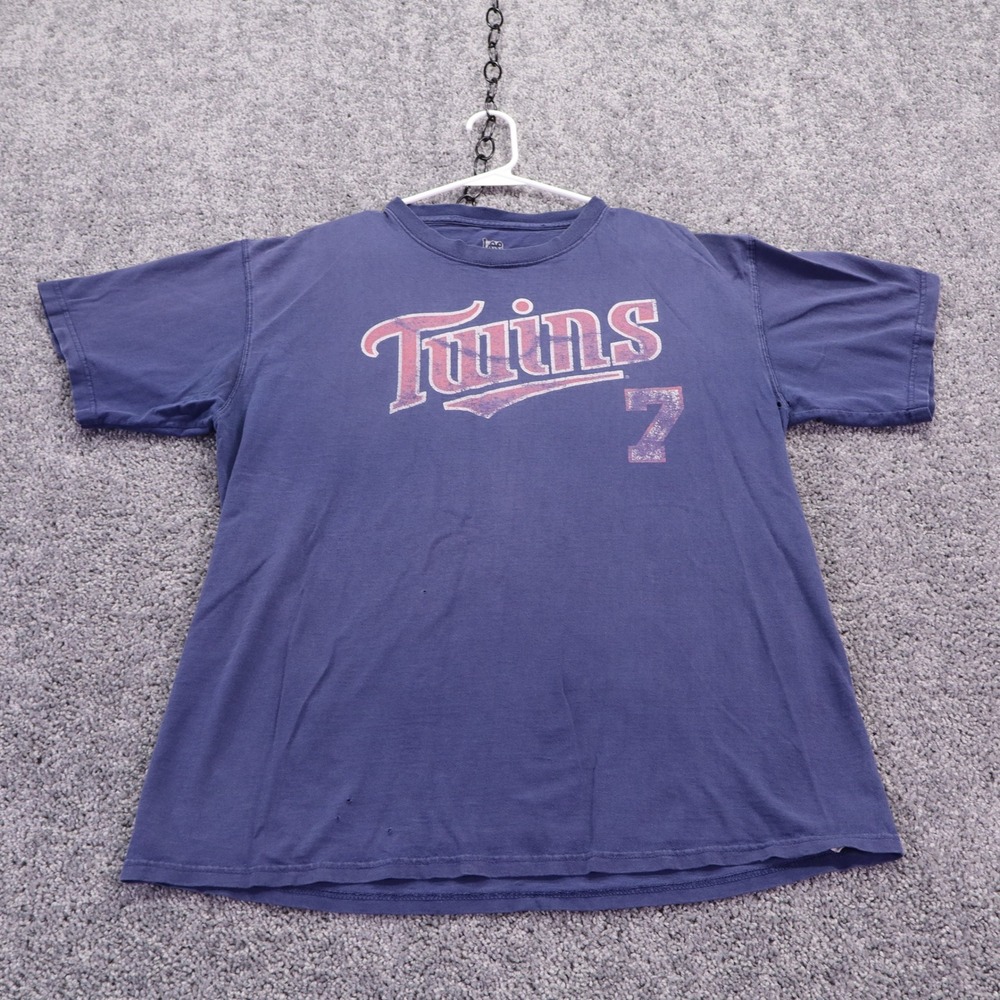Lee T Shirt Mens Large Blue Minnesota Twins MLB Baseball Distressed Graphic Tee